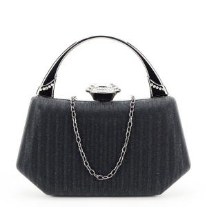 Geanta clutch negru cu cristale si sclipici 55461 06