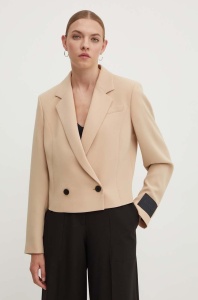 HUGO sacou culoarea bej, cu doua randuri de nasturi, neted, 50517977