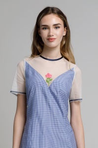 IVY dress with blue checkered ruffles - Img 3