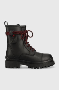 Karl Lagerfeld bocanci de piele X Cara Biker Ii femei, culoarea negru, cu platforma