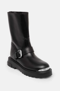 Love Moschino botine femei, culoarea negru, cu toc plat, JA24134G1LIA0000