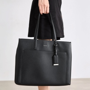 Poșetă shopper femei CK Calvin Klein neagră cu logo 3109POSS3086N - Img 2