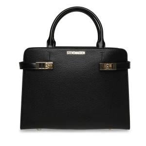 Poșetă tote femei Steve Madden Lorene neagră cu logo metalic 1668POSSBLORENEN - Img 1
