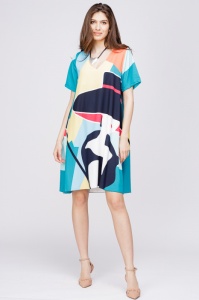 Rochie A-line cu imprimeu Fata cu palarie