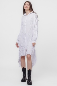 Rochie camasa creponata, in colturi, alba