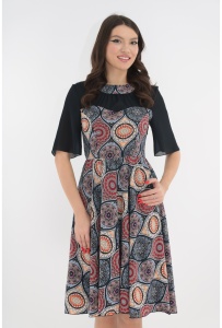 Rochie clos bleumarin cu desen multicolor