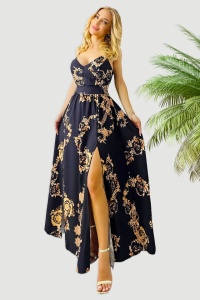 Rochie cocktail Fernanda, croi semidecupat si funda la spate, Black Royal, Marime S/M/L - Img 2
