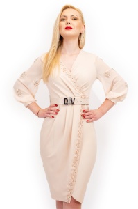 Rochie Dama Lorena Eleganta Crem - Img 4