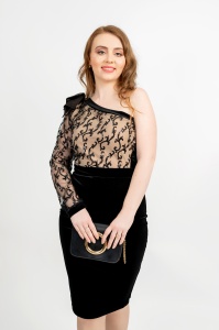 Rochie De Ocazie Ami, Neagra din Catifea - Fofy - Img 6