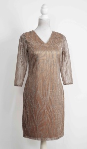 Rochie de ocazie bej-auriu Sonia - Img 1
