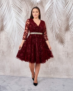 Rochie de ocazie din tulle cu broderie catifea visinie Ariana1 - Img 3