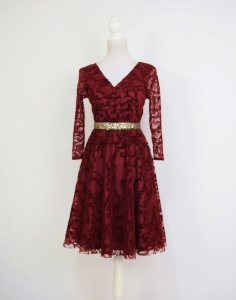 Rochie de ocazie din tulle cu broderie catifea visinie Ariana1 - Img 7
