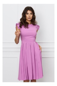 Rochie DY Fashion roz cu maneci scurte evantai