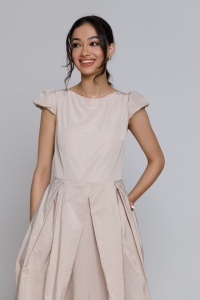 Rochie elegantă CHLOE crem cu broderie - Img 2