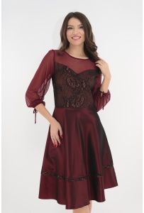 Rochie eleganta din tafta grena cu lurex auriu