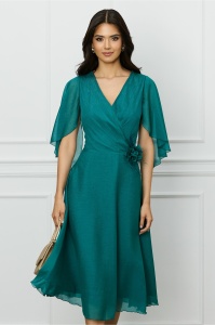 Rochie Mara verde din voal cu fir lurex