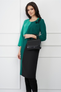 Rochie Margie verde cu imprimeu negru