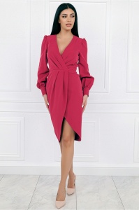 Rochie MBG fucsia petrecuta cu pliuri