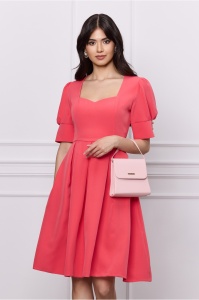 Rochie MBG roz zmeura clos cu pliuri si buzunare