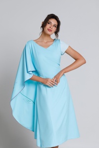 Rochie Mira bleu cu mânecă prelungită si broderie - Img 4