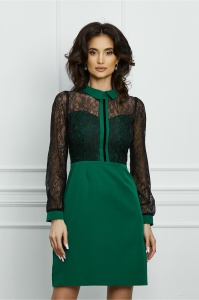 Rochie Moze verde cu dantela neagra la bust