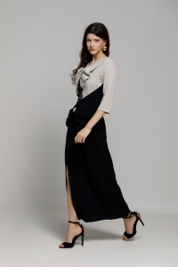 Rochie RAVI neagra cu funda grej - Img 4
