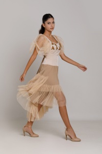 Rochie VALY24 crem cu volănașe din tul