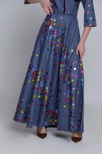 Rochie ZARITA albastra cu buline colorate - Img 2
