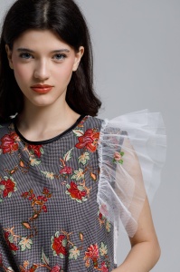 SONNET dress with gray floral print - Img 4