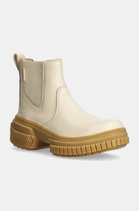 Sorel ghete chelsea de piele ONA AVE CHELSEA BOOT WP femei, culoarea bej, cu toc plat, 2102161292
