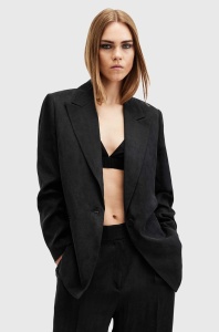 AllSaints sacou AVERIE TEN BLAZER culoarea negru, un singur rand de nasturi, neted, W026QC