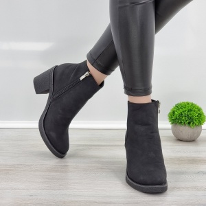 Botine Cu Toc Damă Negre Cu Fermoar Vesper - Img 3