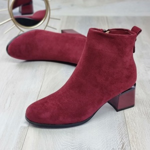 Botine Cu Toc Gros Damă Visinii Cu Fermoar Eydie - Img 4