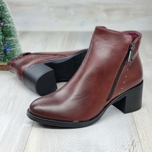 Botine Cu Toc Gros Dama Visinii Cu Fermoar Horca - Img 5