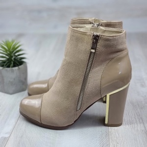 Botine Dama Cream Cu Toc Gros Esma - Img 1