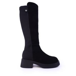Cizme stretch femei Benvenuti negre din piele întoarsă și material textil 3748DC198VN - Img 1