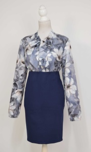 Compleu cardigan si fusta bleumarin cu bluza Silvia - Img 2
