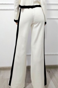 Compleu tetra cu lana Thalos, bluza si pantaloni lejeri, Alb, Marime S/M - Img 5