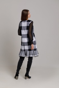 DENISE viscose black and white checked dress - Img 3