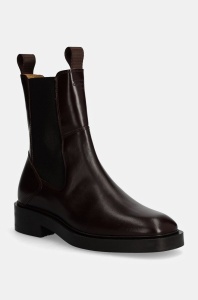 Gant ghete chelsea de piele Fallwi femei, culoarea maro, cu toc plat, 29551713 G46