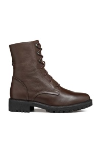 Geox cizme de piele D HOARA femei, culoarea maro, cu toc plat, D94FTE 00046 C6021