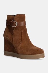 Geox cizme din piele intoarsa D ELIDEA WEDGE femei, culoarea maro, toc pana, D46VQA 02243 CD500