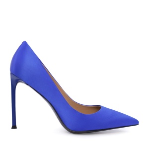 Pantofi stiletto femei Enzo Bertini albaștrii cu toc din mătase 1627DP1353BL - Img 1