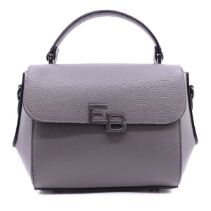 Poșetă satchel femei Enzo Bertini gri din piele naturală cu logo 154POSP3371GR - Img 1