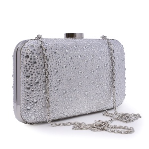 Poșetă tip clutch femei Benvenuti argintiu cu ștrasuri 290PLS11178AG - Img 2