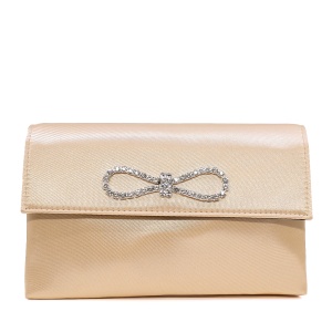 Poșetă tip plic femei Benvenuti nude din satin 290PLS40805NU - Img 1
