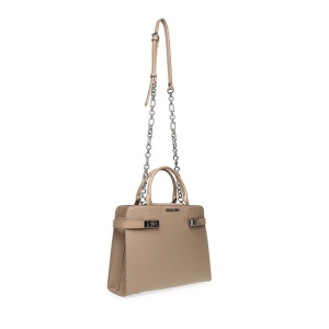 Poșetă tote femei Steve Madden Lorene taupe cu logo metalic 1668POSSBLORENETA - Img 2