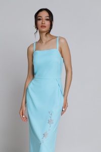 Rochie CLARE bleu cu broderie florală - Img 5