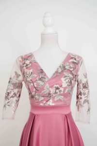 Rochie de ocazie din tafta roze si tiul brodat Ofelia - Img 3