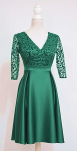 Rochie de ocazie din tafta verde si broderie din catifea Carla - Img 6